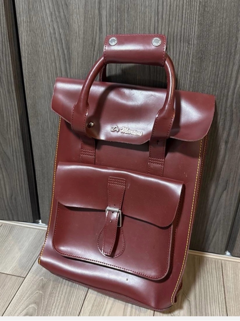 Doc Marten Ambassador Leather Backpack in Cherry Red with Silver hardware